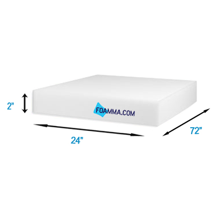 Foamy Foam High Density 2 inch Thick, 24 inch Wide, 72 inch Long Upholstery  Foam, Cushion Replacement